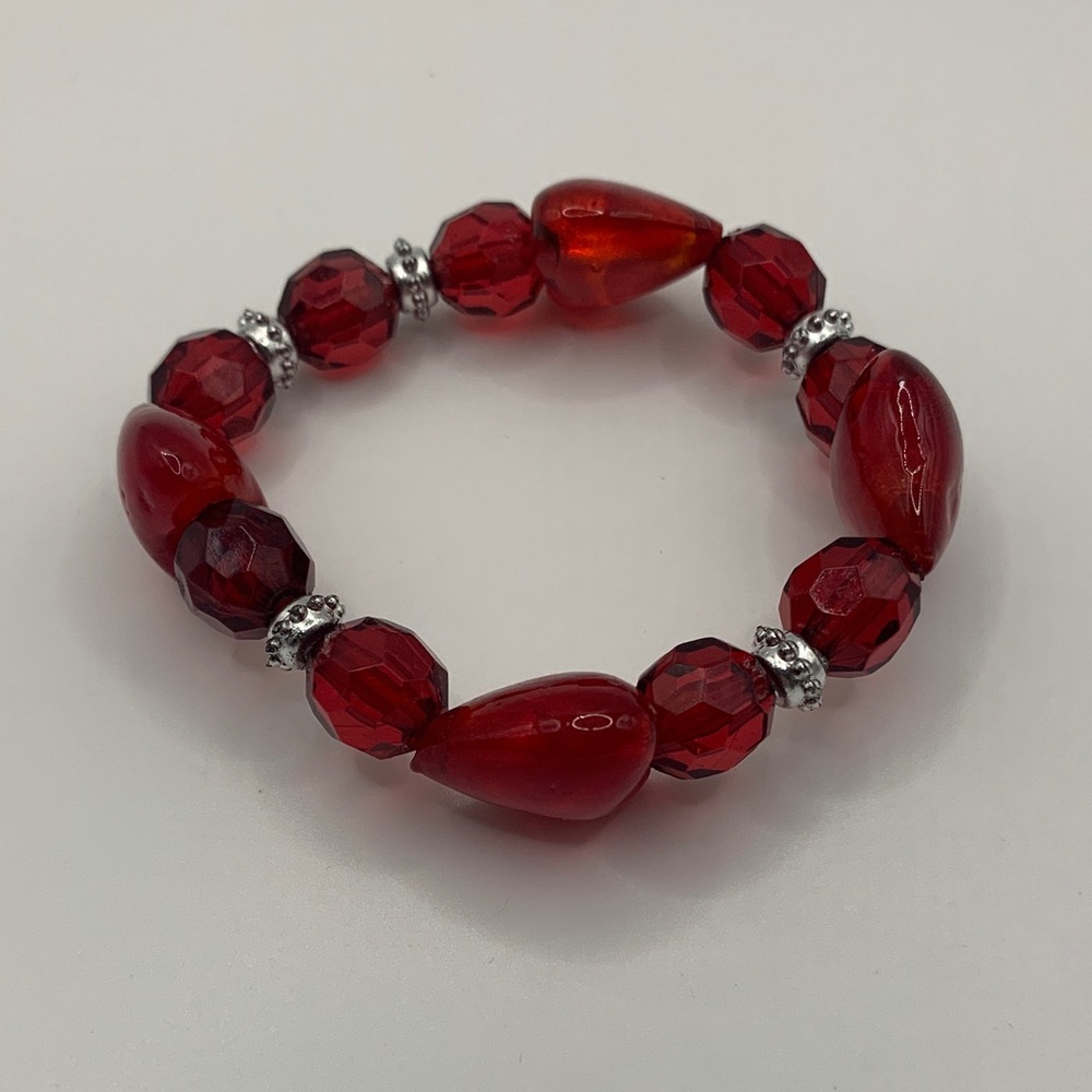 Red Beaded Heart Bracelet